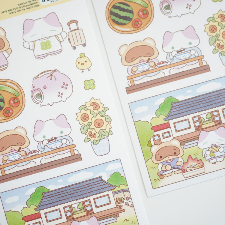 fluffyboo - raccoon countryside house sheet sticker