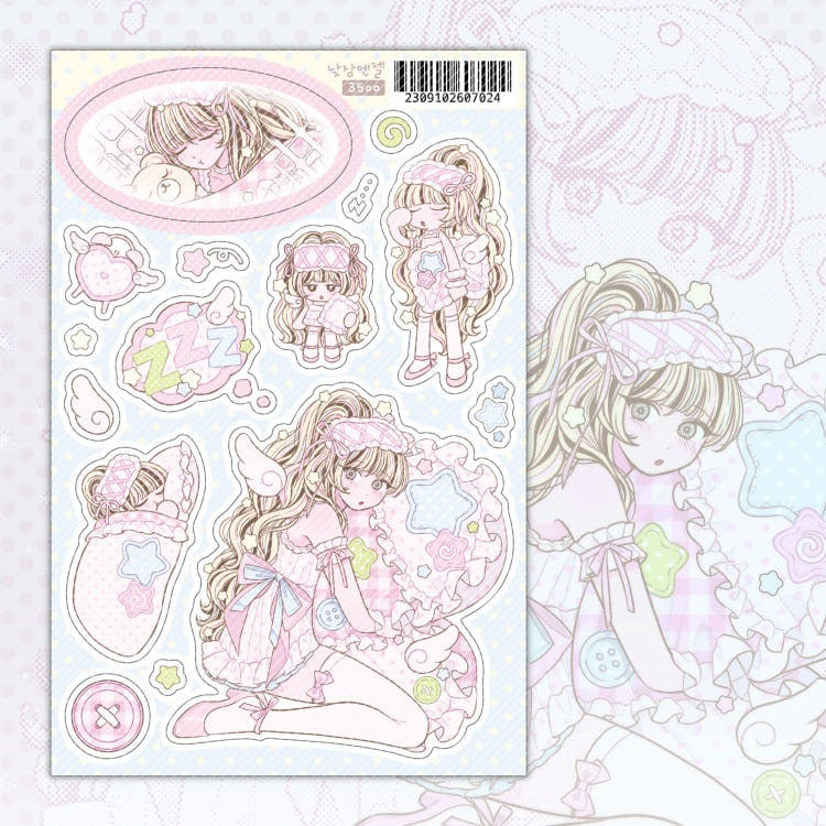 sinekeem - napping angel sticker