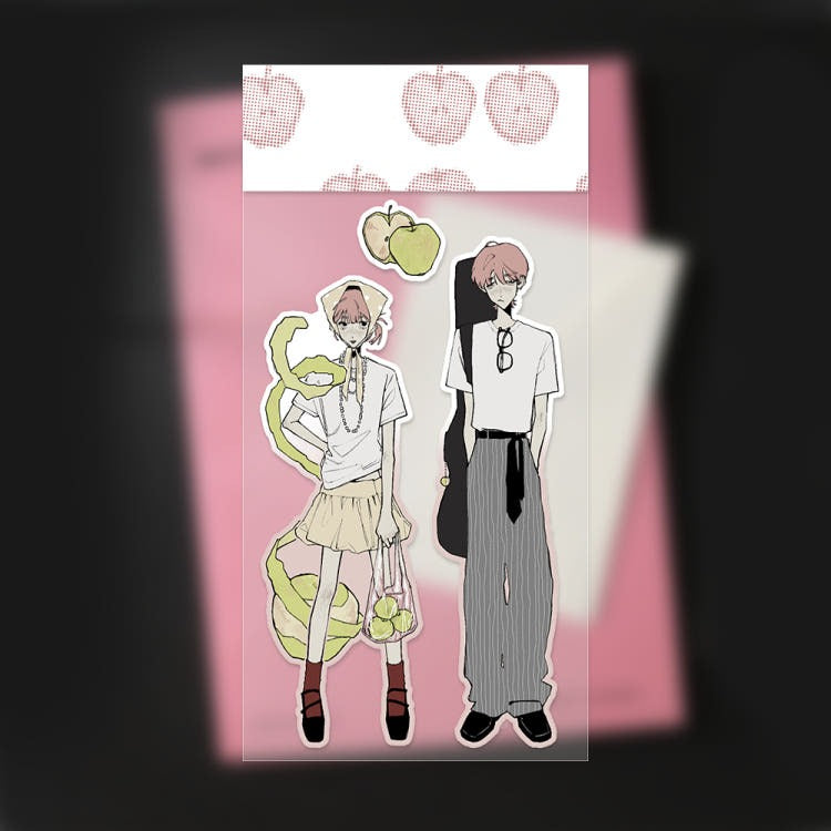 jinjeo - green apple love Die cut Sticker