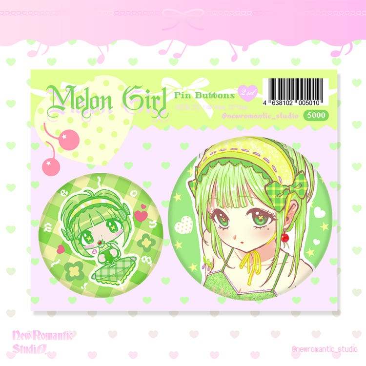 New romantic studio - melon girl pin button