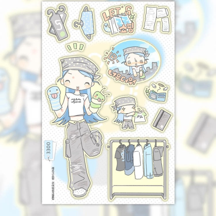 cute pink club - let's go shopping sticker sheet