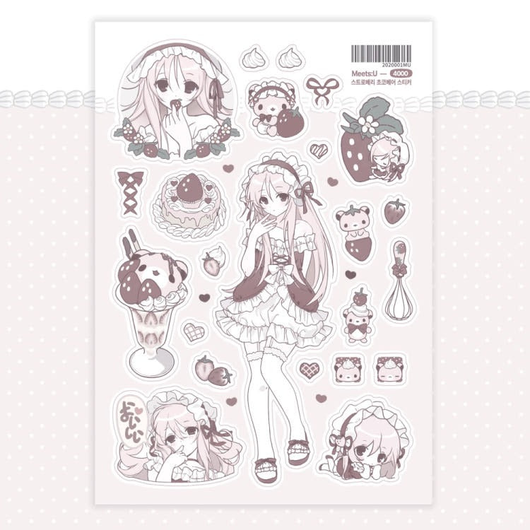 meetsu - strawberry choco bear sticker