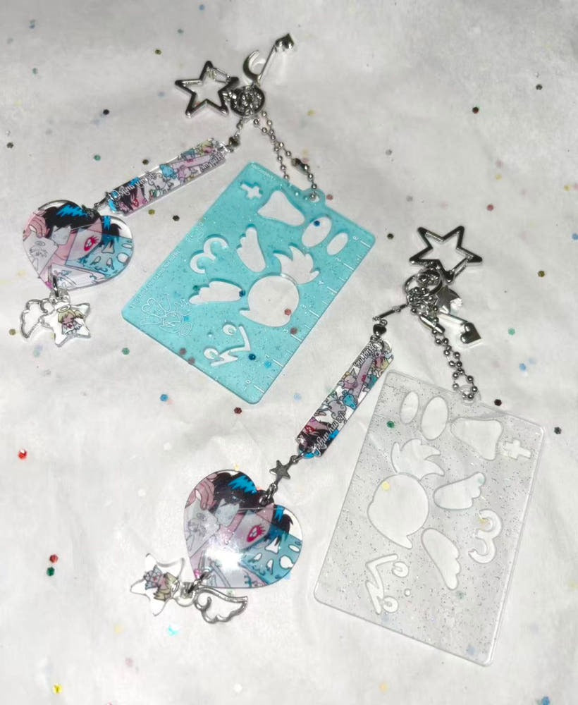 Sunonebird - Angel template ruler keyring
