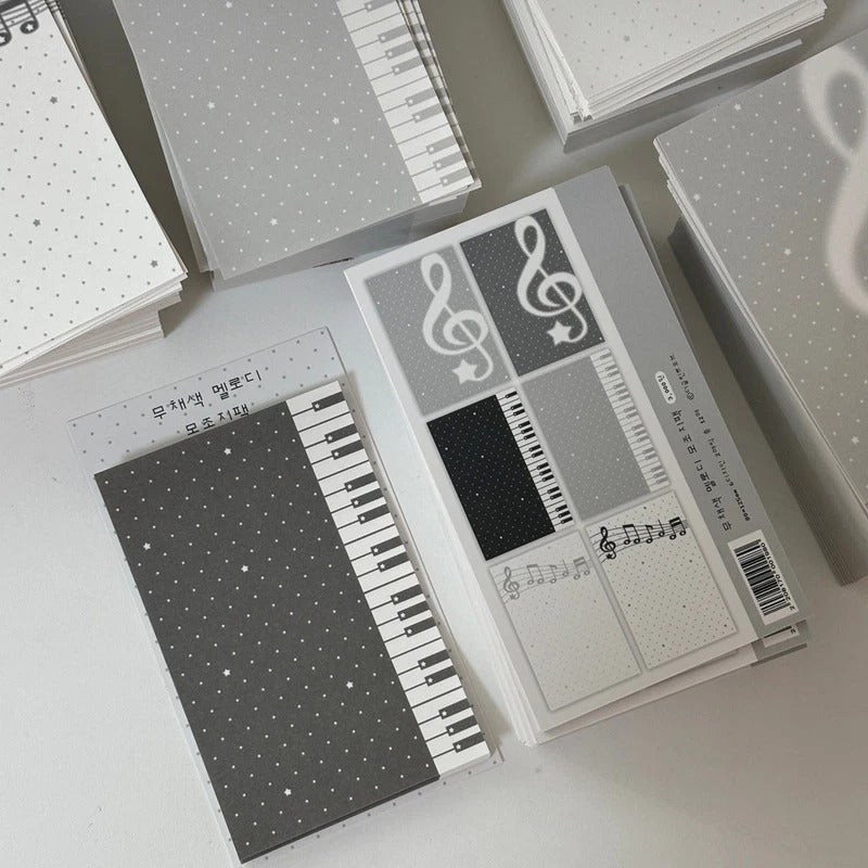 the glint of - Black and white Music note mojoji memo sheet sticker
