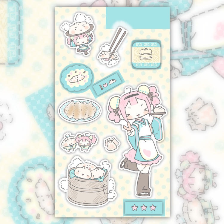 cute pink club - let's dumpling king sticker sheet