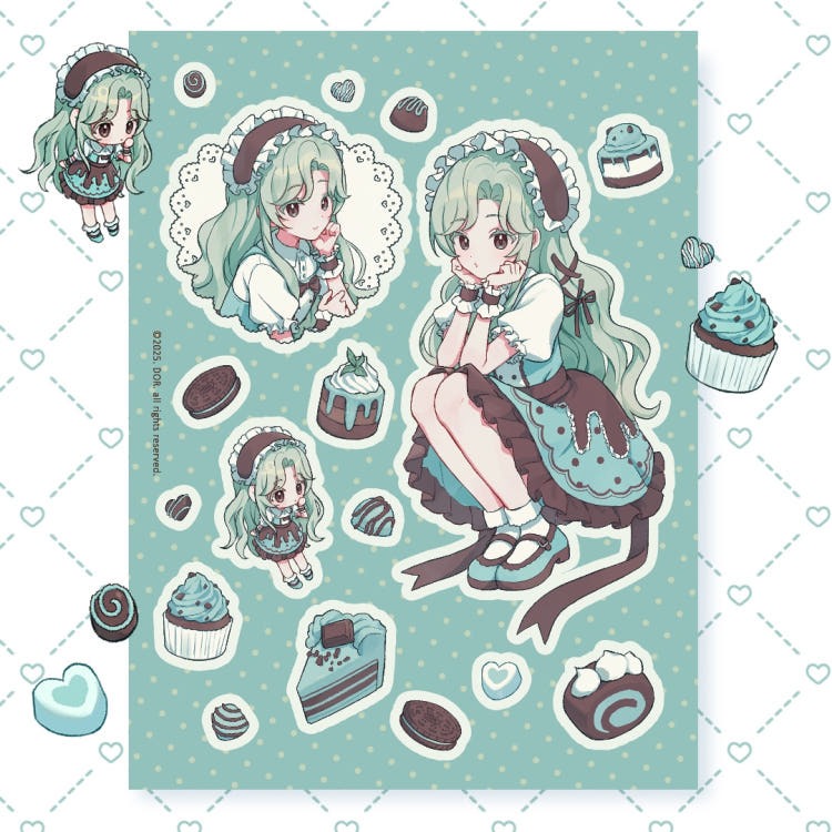 DOR - mint choco cake sheet sticker