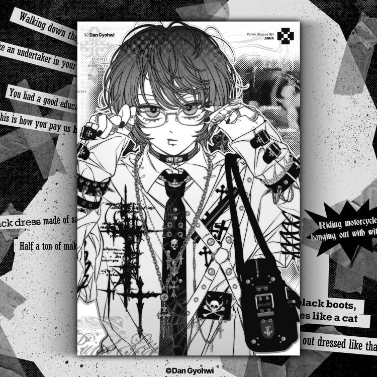 Gyohwi - Punky glasses girl psotcard