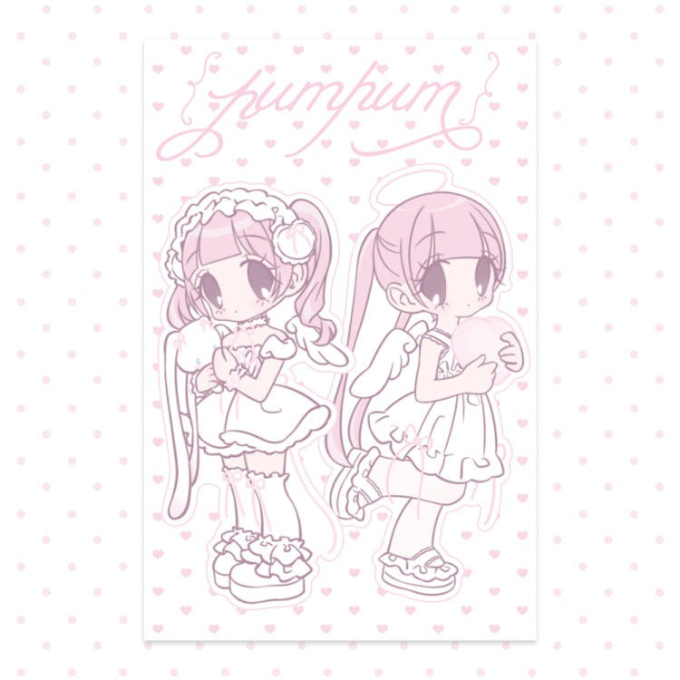 pumpum - meta twin angel die cut sticker