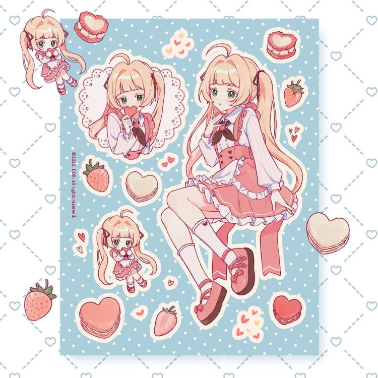 DOR - heart macaron sheet sticker