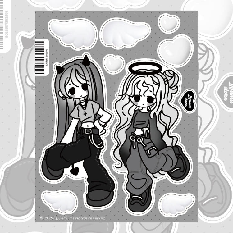 jjyamu - black and white sticker