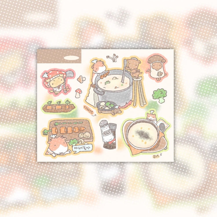 cute pink club - cream stew sticker sheet