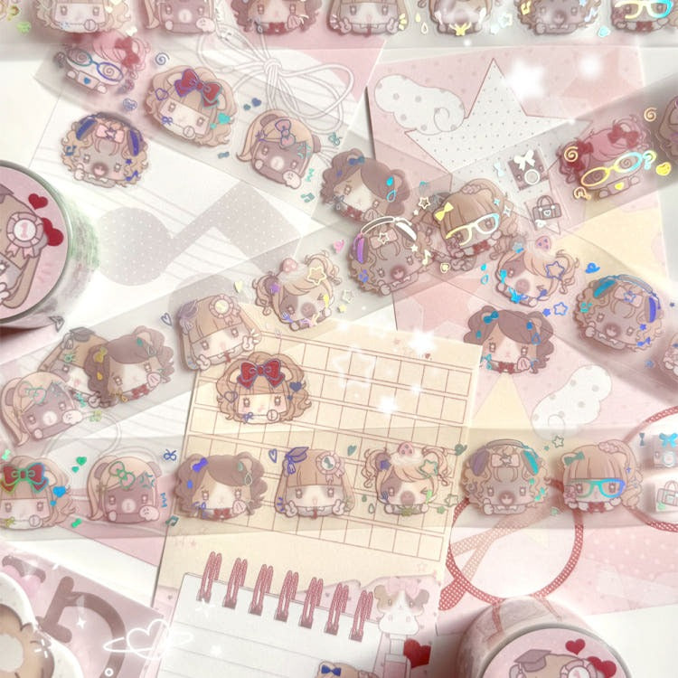 Seolkee Illust - school guinea 30mm transparent kisscut tape
