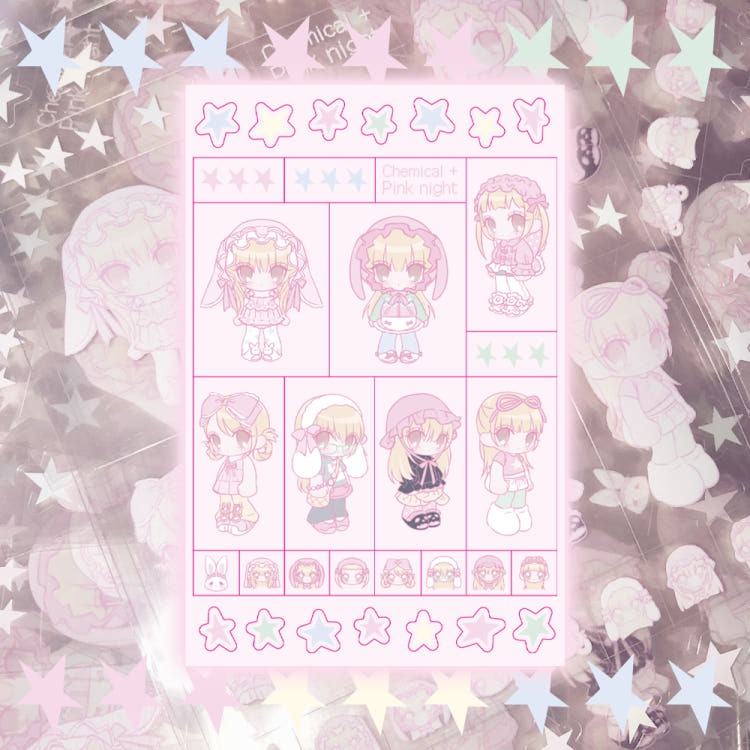 pumpum - pink night mini me sticker