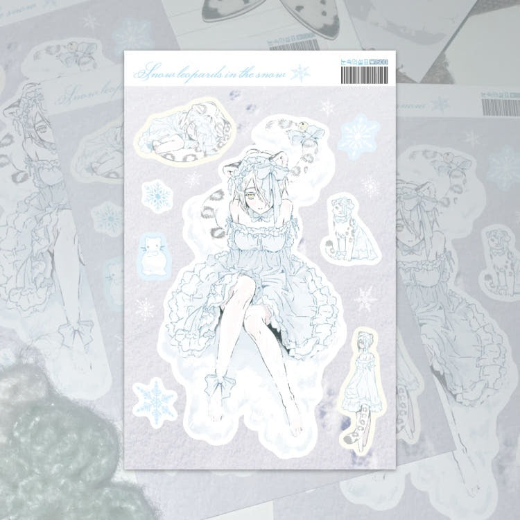huae - snow leopard sticker sheet