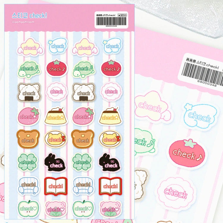 Pompomroom - check! Glitter Sticker