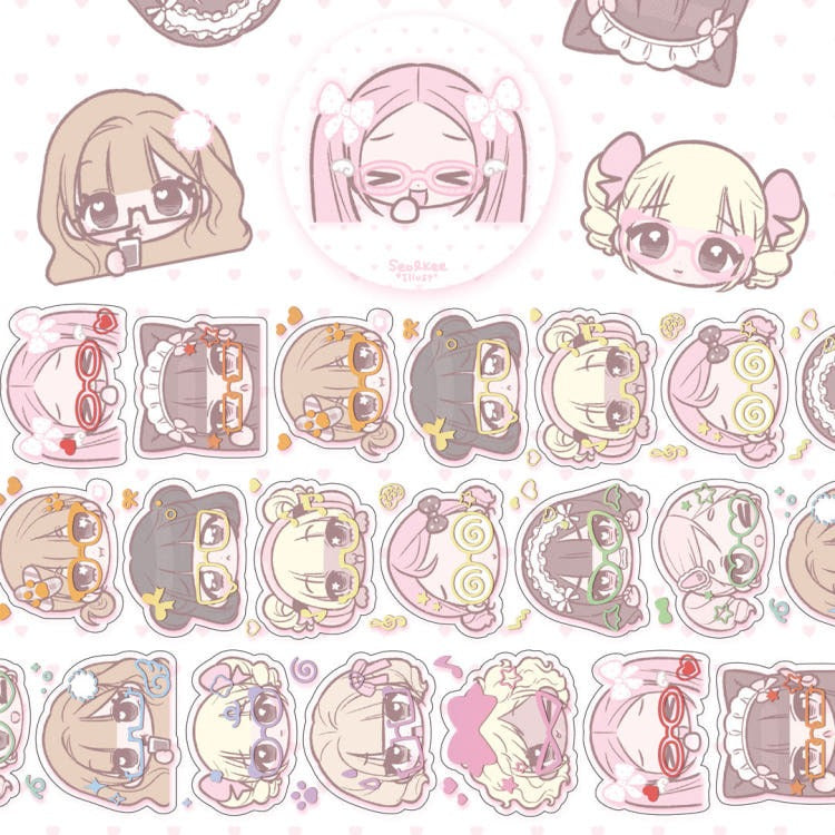 Seolkee Illust - glasses girl 30mm transparent kisscut tape