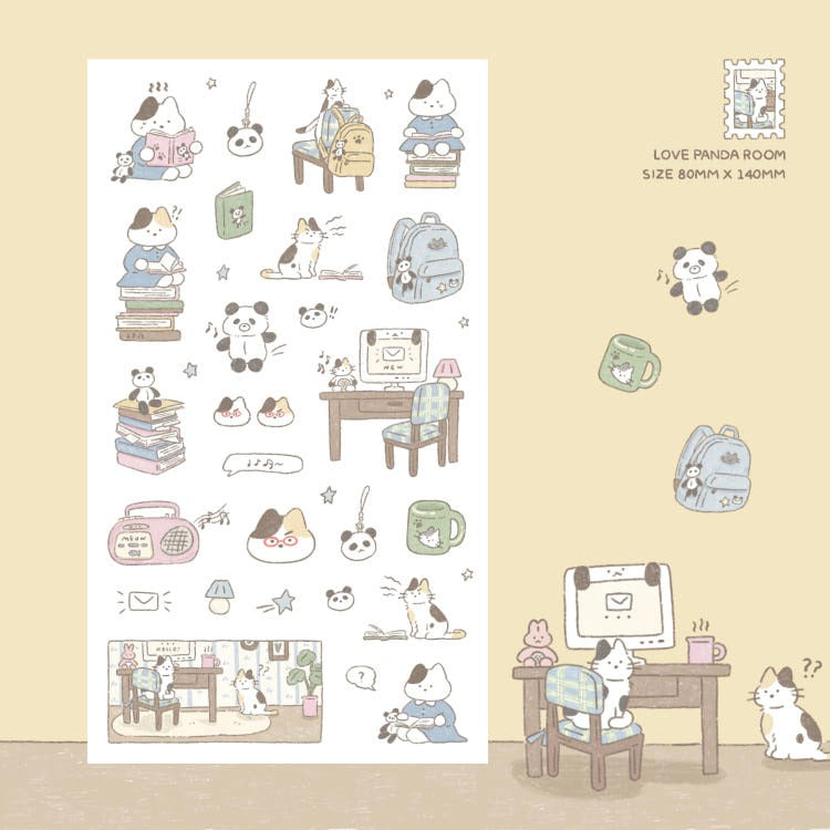 nemo space - love panda room sheet sticker