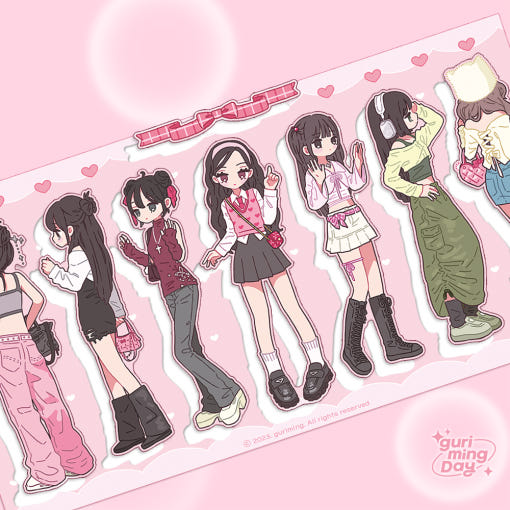 ♡ guriming day - Spring pink girls sticker