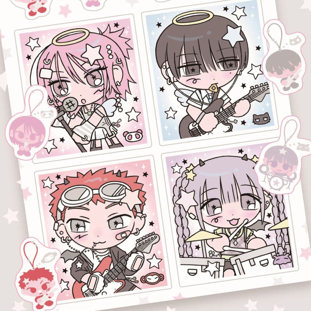 sanada - chibi clover punk square sticker sheet