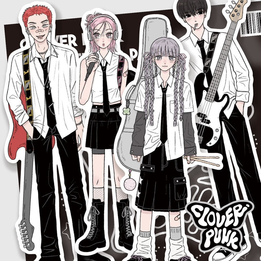 sanada - clover punk die cut sticker sheet