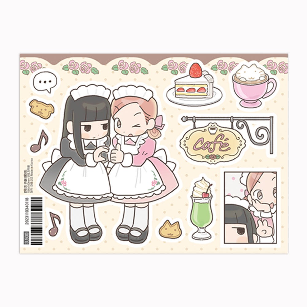 ahchuucoco - vintage cafe maid sticker
