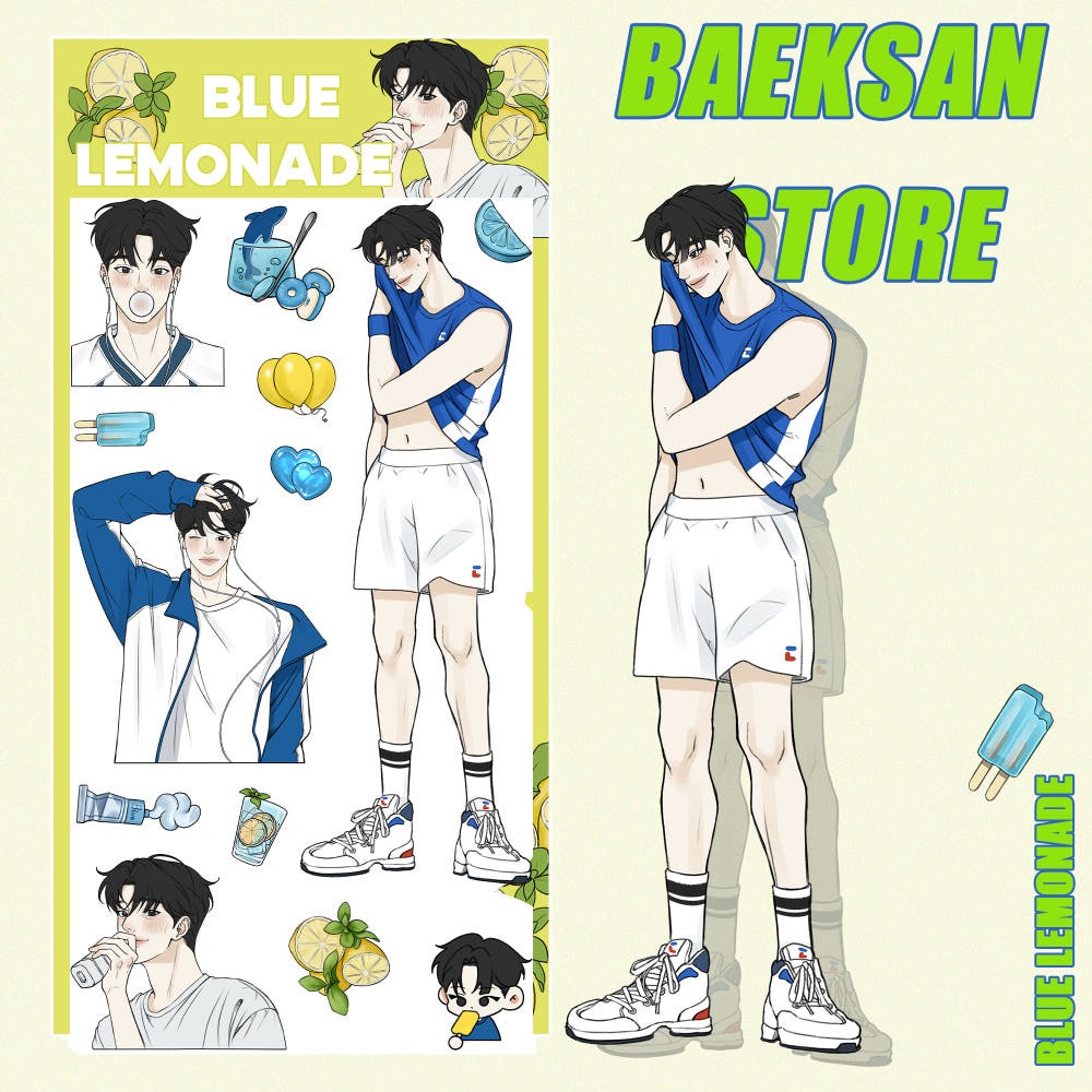 baeksan - blue lemonade sticker sheet