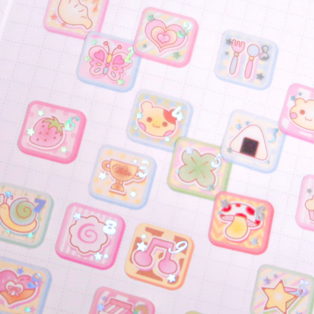 ♡ Pearly Button - Cute Button Number Sticker