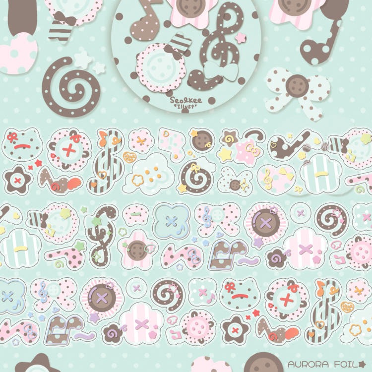 Seolkee Illust - mint choco 30mm transparent kisscut tape