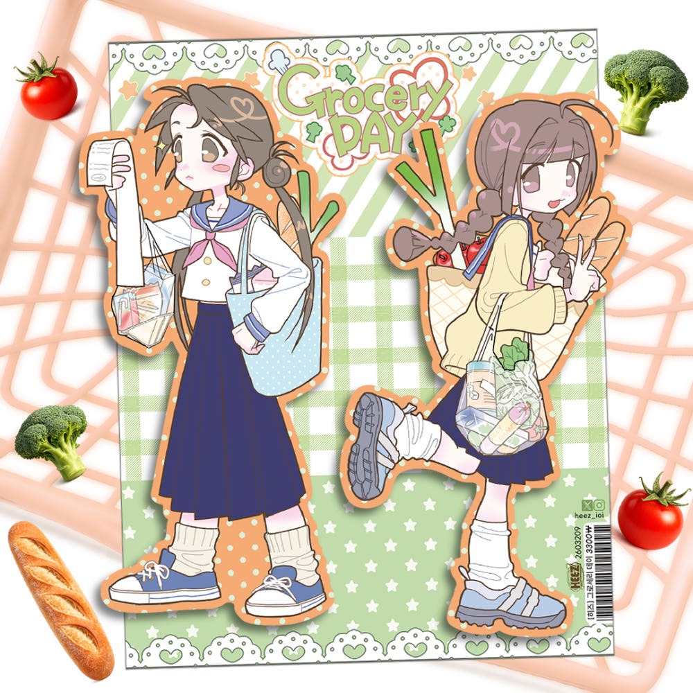 heez - grocery day sticker sheet