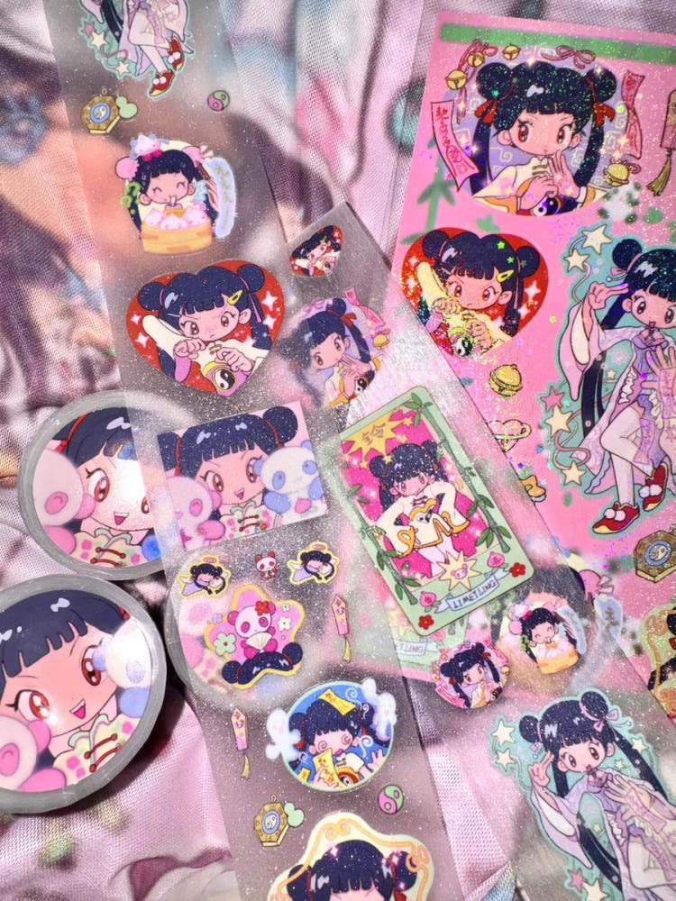 Sunonebird x Tiantian com panda girl roll sticker tape