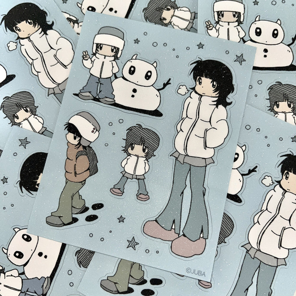 JUBA - Snowman and Girl Matte Pearl Removable Sticker