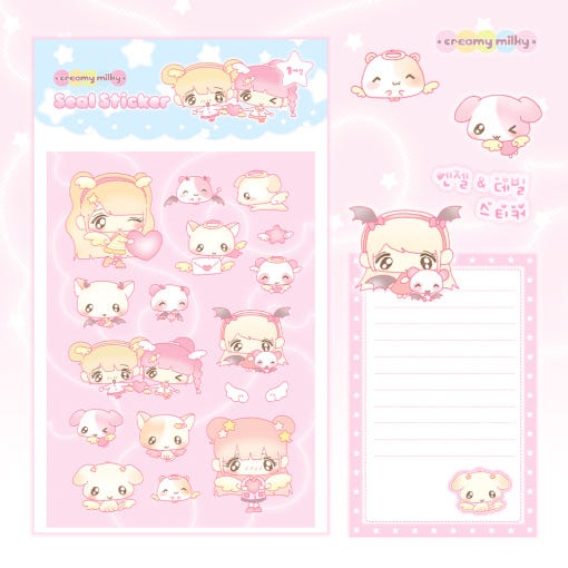 creamy milky - angel and devil sticker