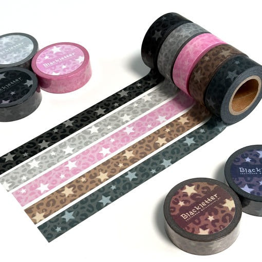 Blackletter - leopard pattern star masking tape