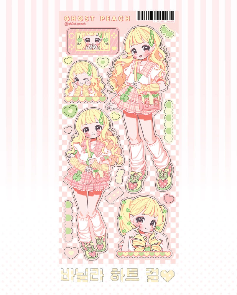 ghost peach - vanilla love girl sticker