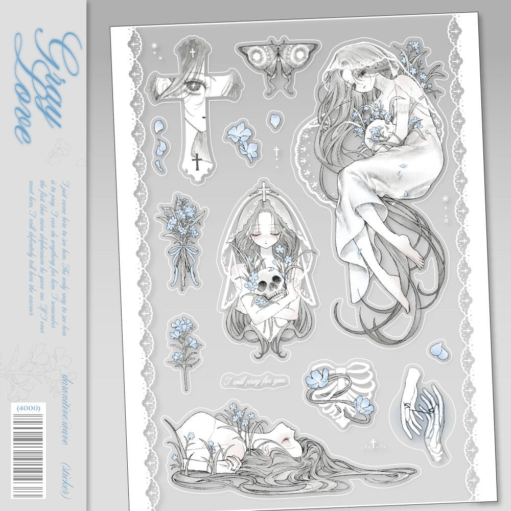 dawnitive.wave - Gray Love Kiss-Cut Sticker