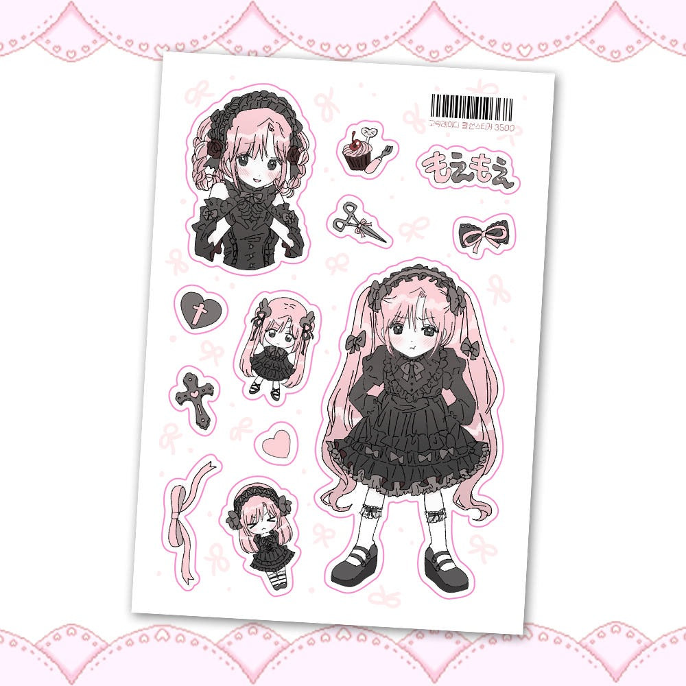 ricomaru - gothic lady sticker sheet