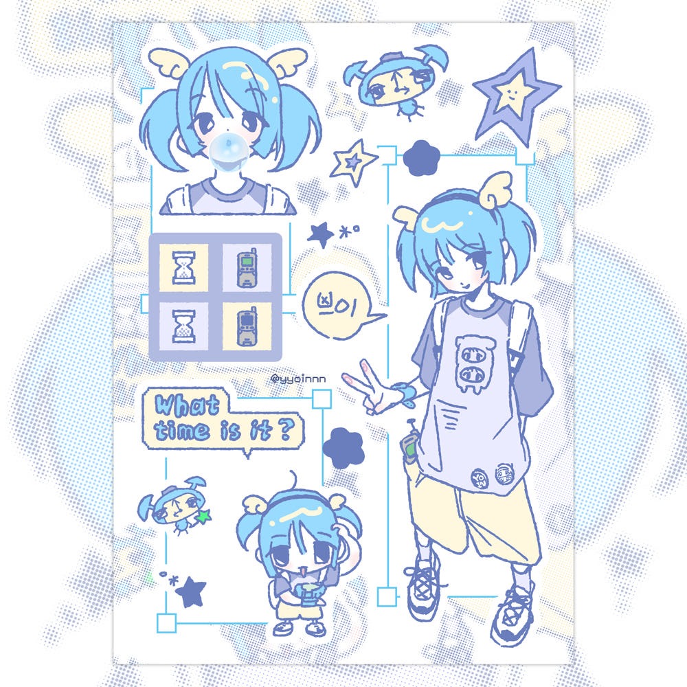 yyoinnn - what time sticker sheet
