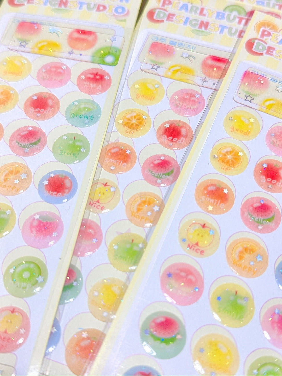 ♡ Pearly Button - Fruit Epoxy Sticker