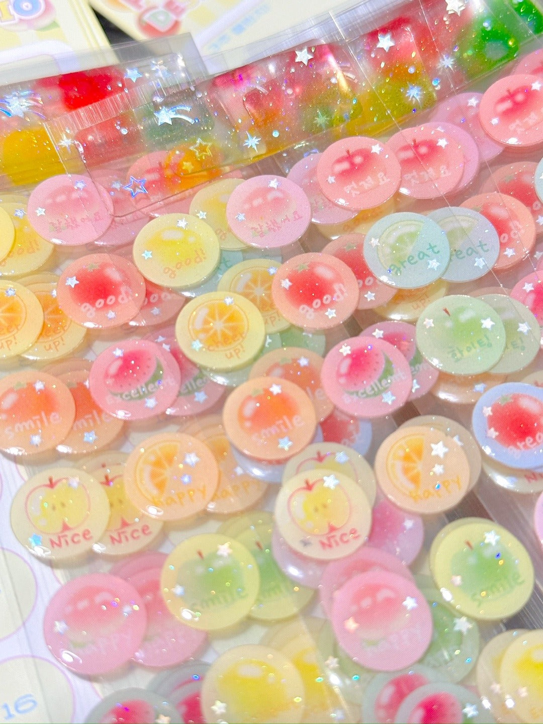 ♡ Pearly Button - Fruit Epoxy Sticker