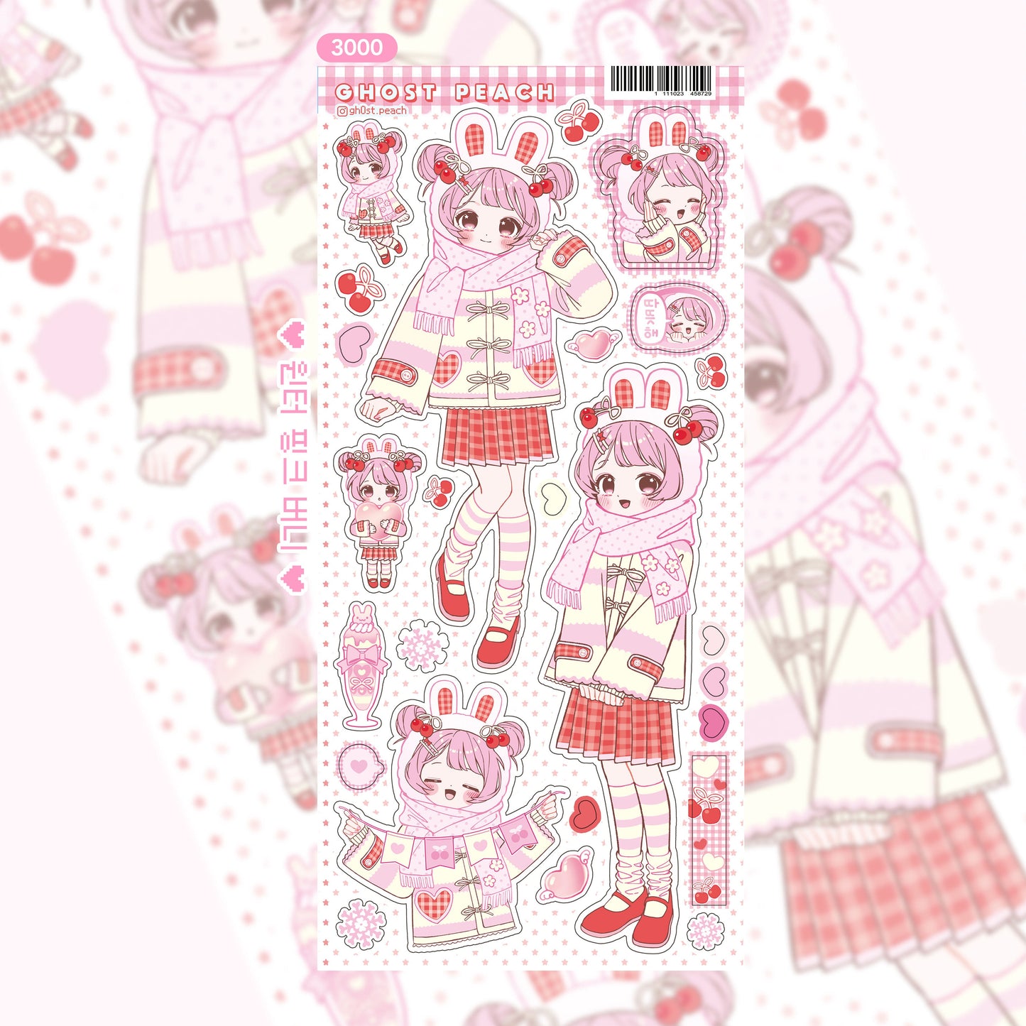 ghost peach - winter pink bunny sticker