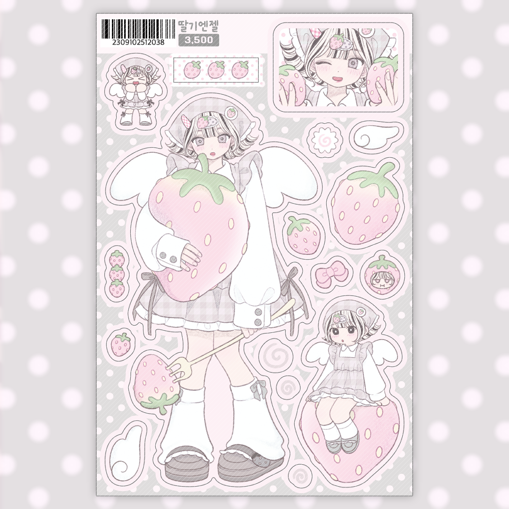 sinekeem - strawberry angel sticker
