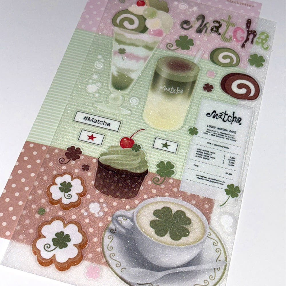 Blackletter - matcha cafe sticker