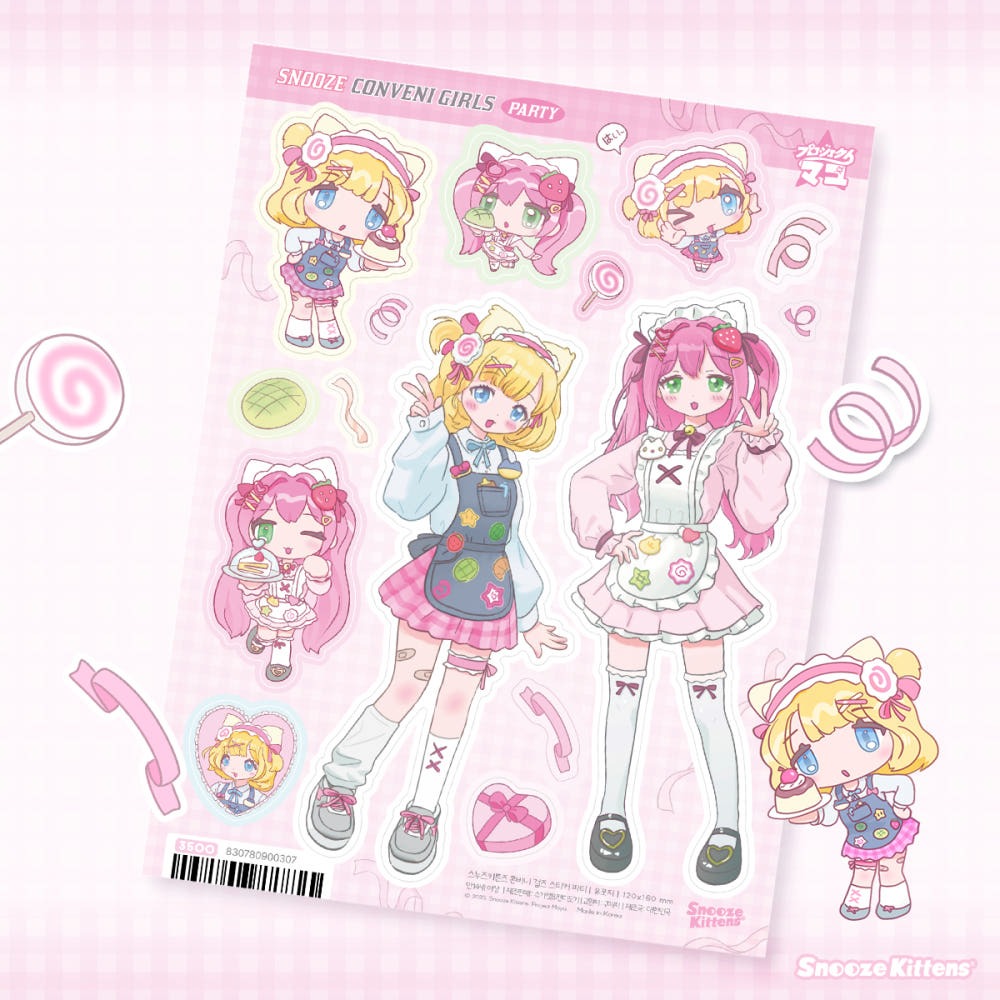 snooze kittens - conveni girls sticker