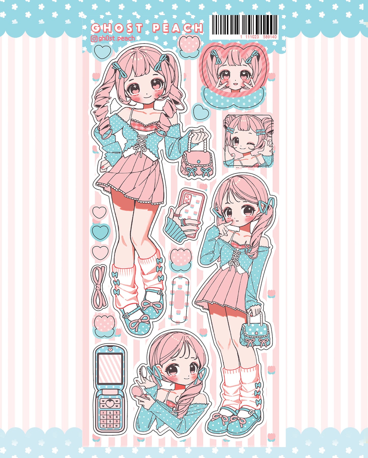 ghost peach - pink tulip style sticker