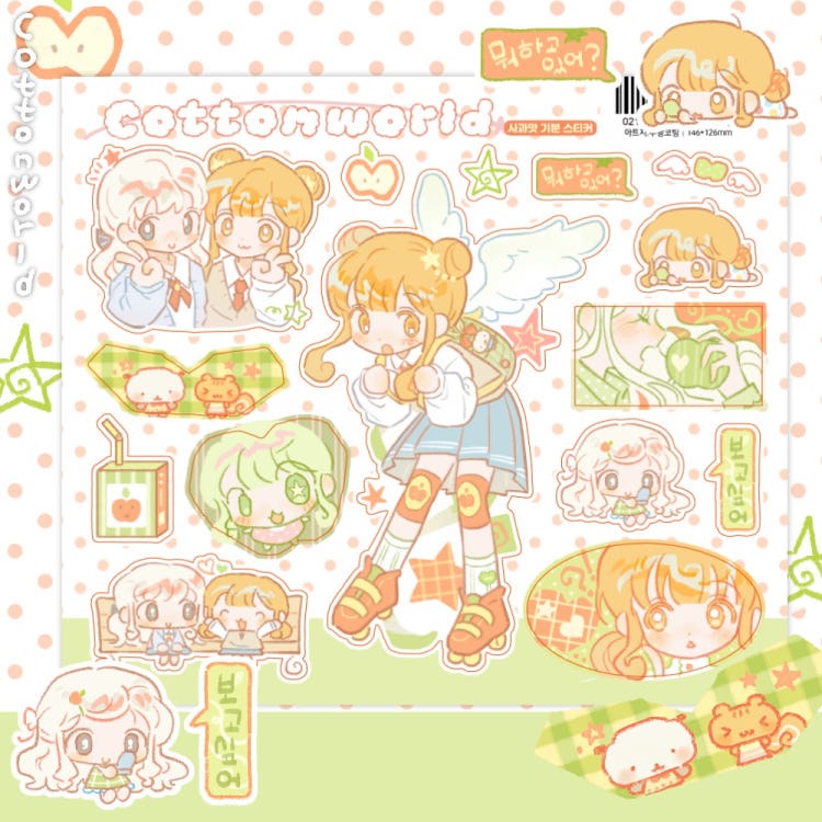 cotton world - apple sticker