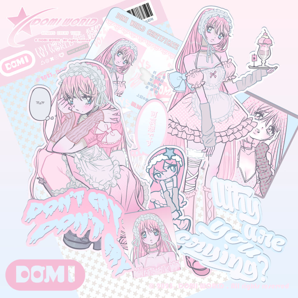 Domi world - crying maid die cut sticker