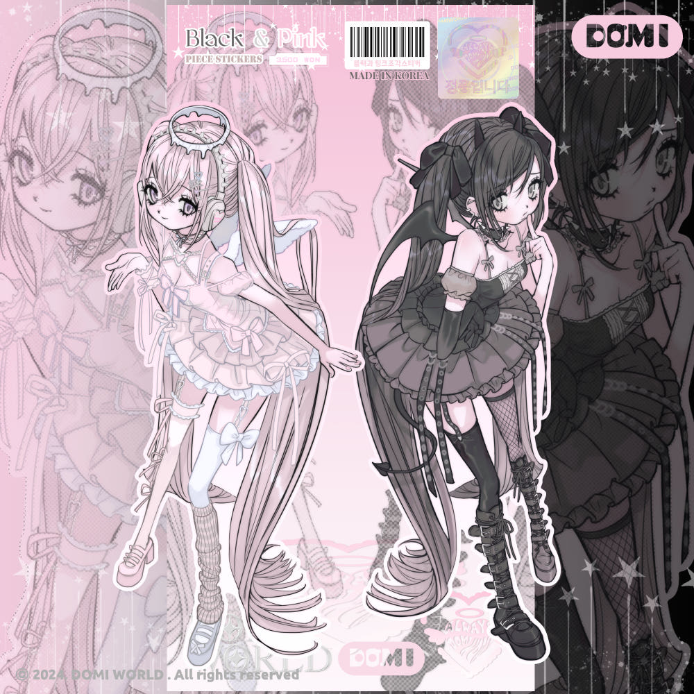 Domi world - pink black die cut sticker