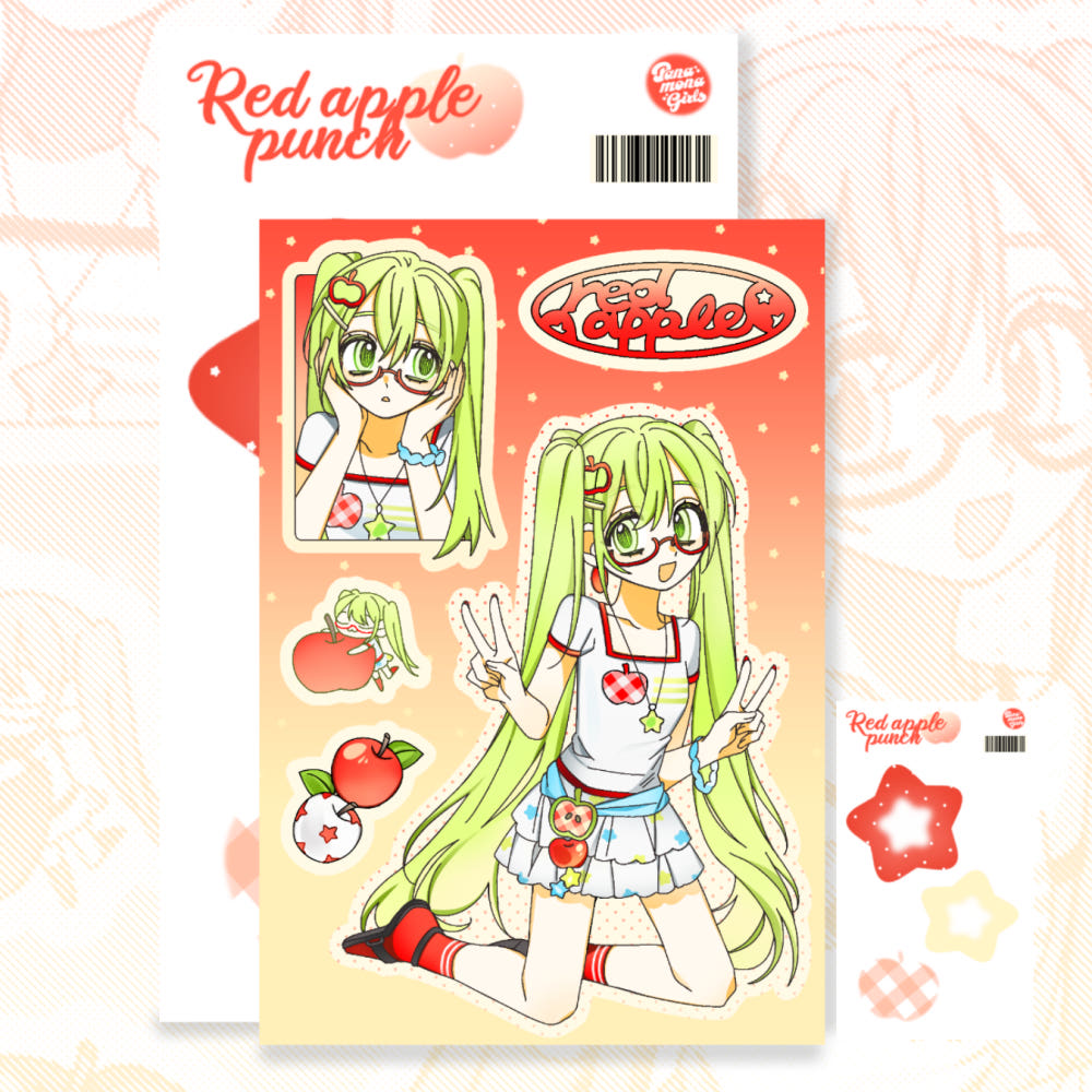 panamona girls - mini red apple sticker
