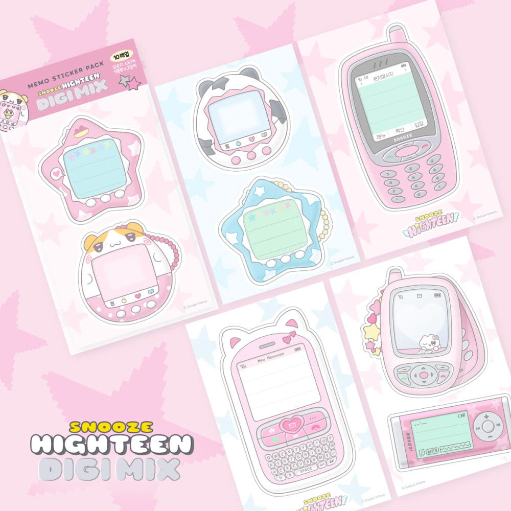 snooze kittens - high teen digi mix memo sticker sheet