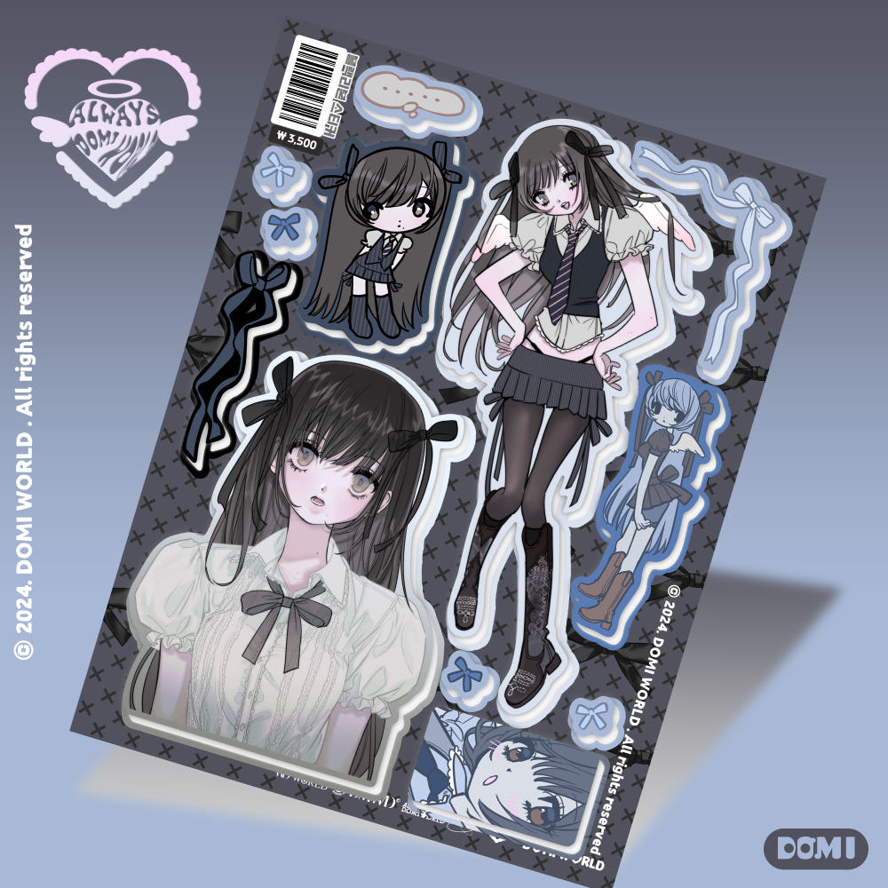 Domi world - black ribbon sticker